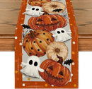 Artoid Mode Orange Jack-O'-Lantern Pumpkin Ghost Halloween Table Runner, Holiday Kitchen Dining Table Decoration for Home Party Decor 13 x 72 Inch