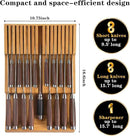 Bamboo Kitchen Drawer Knife Holder, In-drawer Knife Block, Knife Drawer Organizer fit for 16 knives and 1 steel sharpening by CozyNest Decor