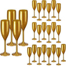 XUWAIDSGN Acrylic Champagne Flutes Toasting Glasses Unbreakable Mimosa Bar Reusable Wine Glasses Vintage Champagne Flutes Stemmed Drinking Cups 5.4 OZ for Christmas Birthday (24, Gold) by CozyNest Decor