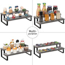 YINMIT Wooden Display Riser Stand, Tiered Perfume and Cologne Organizer Stand, 2 Tier Spice Rack Organizer, Rustic Display Shelf for Candles (2 Tier,2Pack,Grey) by CozyNest Decor