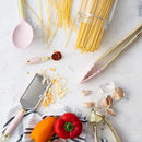Gold and Pink Kitchen Utensil Set with Holder - 7-Piece Cooking Tools with Gold Whisk, Ladle, Tongs, Turner, Spatula, and Spoon - Stylish Pink Kitchen Accessories for Modern Cooking & Serving by CozyNest Decor