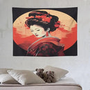 Japanese Woman Geisha Tapestry Asian Cherry Blossom Red Sun Traditional Kimono Folk Tapestries Home Decor for Living Room Bedroom Apartment Farmhouse Dorm 40"x30" by CozyNest Decor