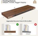 Heimlove 12" Deep Floating Shelves, 36 x 12 Inch Wall Mounted Long Floating Shelf with Invisible Brackets, for Home Decor, Bedroom, Kitchen, Living Room, Bathroom - 2 Pack, Walnut by CozyNest Decor