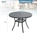 DIFY Outdoor Dining Table for 4, Round Patio Table with Umbrella Hole for Garden, Backyard and Porch (Dark Grey) by GreenHaven Gardens