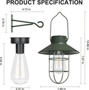 pearlstar Solar Lanterns Outdoor Metal Solar Powered Hanging Lights Waterproof for Wall Barn Yard Garden Patio Garage Balcony Porch Fence Decor, Warm White Edison Bulb (Green-2pack) by GreenHaven Gardens