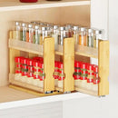 SpaceAid Bamboo Pull Out Spice Rack Organizer for Cabinet, Heavy Duty Slide Out Seasoning Kitchen Pantry Sliding Vertical Organization, 7.6" Wide, 3 Drawers(2" Wide), 2-Tier, Natural by CozyNest Decor