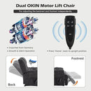 Power Lift Chair with Vibration Massage Heat for Elderly People, Dual Motor Electric Lay Flat Recliner Chair with Power-Remote, Standing Assistance Reclining, Chenille Dark Gray by CozyNest Decor