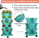 Vertical Planter 5 Tier Stackable Planters Garden Planters Strawberry Herb Flower and Vegetable Planter Indoor Outdoor Gardening Pots with Removable Wheels and Tools by GreenHaven Gardens