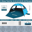 COMMOUDS Beach Tent Sun Shade for 3/4-5/6-7/8-10 Person, UPF 50+ Beach Sun Shelter Canopy Tent, Lightweight, Easy Set Up and Carry by TinyTreasures Baby Boutique