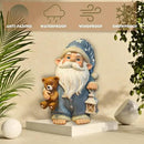 Sleepy Garden Gnome with Teddy Bear & Lantern - 9" Weatherproof Resin Statue - Indoor Outdoor Decor - Whimsical for Home, Patio & Lawn by CozyNest Decor