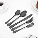 20 Pcs Black Silverware Set for 4 with Classical Flower Embossed Design, Food Grade Stainless Steel Flatware Set, Eating Utensils Sets Include Fork/Knife/Spoon, Cutlery Set, Dishwasher Safe by CozyNest Decor