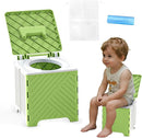 Portable Potty Seat for Toddler, Kids Travel Potty Foldable Compact Potty Training Toilet Seat with Cleaning Bags for Car, Camping, Travel, Outdoors (Green) by TinyTreasures Baby Boutique