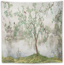 HZOHNAGO Japanese Tapestry Tree Misty Garden Lake Printed Wall Tapestry Ink Painting Wall Hanging for Bedroom Living Room Dorm 60" W x 60" H by CozyNest Decor