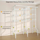 Ulif U13 Medium Over Washer and Dryer Storage Shelves, 6 Tiers Laundry Room Standing Shelf with 2 Hanger Rods, Space Saver Clothes Drying Rack, 57.8" W x 22" D x 77.4" H, White by CozyNest Decor