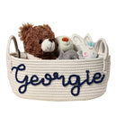 Personalized Baby Name Basket, Custom Woven Baby Shower Gift Basket with Cotton Rope Handle Baby Diaper Nursery Shelf Storage Basket Bin for Kids' Bedroom (Style 2) by TinyTreasures Baby Boutique