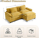 URRED Modular Sectional Sofa Comfy Cloud Couch, Modern Chenille Sofa Sleeper Deep Seat Couches with Ottoman/Pillows for Living Room (Yellow, 82.6''- L Shape)