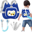 Accmor Toddler Harness Leash, Kids Cute Excavator Walking Harness Tether Wristband Assistant Strap Belt Protector for Baby Boys, Collapsible Child Leash + Anti Lost Wrist Link for Outdoor Travel Blue by TinyTreasures Baby Boutique