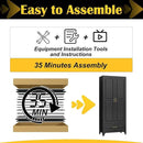 75" Kitchen Pantry Cabinet with Drawer, Metal Storage Cabinets with Doors and 4 Adjustable Shelves,Black Kitchen Cabinet with 2 Gold Handles,Food Cupboard for Livingroom,Pantry by CozyNest Decor