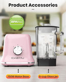 Professional Blender For Smoothies, 58 Oz Glass Jar, Glass Blender Including Puree & Crush Ice Functions, 750 Watts, B02 (Macaroon Pink) by TinyTreasures Baby Boutique