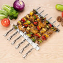 Restaurantware Met Lux 16.9 Inch Barbecue Skewers With Racks 8 Piece Heavy-Duty Shish Kabob Skewer Set - Brings 6 Skewers Includes 2 Grill Racks Stainless Steel Grilling Skewer Set Reusable by GreenHaven Gardens
