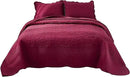 MarCielo 3-Piece 100% Cotton Oversized Bedspread Lightweight Quilt Coverlet Embroidery Farmhouse Bedding Set T0 (Wine Burgundy, Oversized Queen (100"x106")) by CozyNest Decor