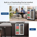 Tylza Upgraded Wine and Beverage Refrigerator 24 Inch, Dual Zone Wine Beverage Cooler with French Door, Under Counter Wine Beer Fridge Built-In or Freestanding, Holds 20 Bottles and 88 Cans, Low Noise by CozyNest Decor