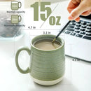 Hasense Stoneware Coffee Mugs Set of 6, 15 Oz Large Coffee Cups with Handle, Tea Mugs for Men and Women, Modern Coffee Mug for Cappuccino, Milk, Cocoa, Microwave & Dishwasher Safe, Green by CozyNest Decor