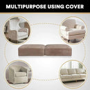 PrinceDeco Velvet Couch Cushion Cover Soft Stretch Cushion Slipcover for Chair Loveseat Sofa Cushion Furniture Protector Seat Cushion Sofa Cover (2 Piece Large Sofa Cushion Covers, Taupe) by CozyNest Decor
