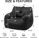 Hobestluk Bean Bag Chair for Adult Small Bean Bag Chairs with Arms Furry Beanbag Chair with Foam Filler Stuffed Bean Bag Sofa for Reading in Bedroom Living Room and Dorms (Black) by CozyNest Decor