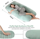 Amagoing 55 inches Pregnancy Pillows for Sleeping, U Shaped Maternity Full Body Pillow for Pregnant Women with Hip, Leg, Back, Belly Support, Washable Velvet Cover Included (Mint Green) by TinyTreasures Baby Boutique