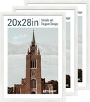 20x28 Picture Frame Set of 3 - White Woodgrain, Solid Wood Gallery Poster Frame - Wall Hanging by CozyNest Decor