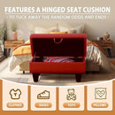 Ottoman Rectangular Storage Ottoman Bench, Faux Leather Footrest, Coffee Table, Stool Footstool with Hinged Lid for Living Room, Bedroom, Entryway, Red, 28.5"x19"x17.5" by CozyNest Decor