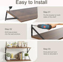 Floating Shelves 55 Inch Long, 10" Deep Floating Shelves, Walnut Wall Shelves 55 x 10, Set of 2, Wide Large Display Storage Shelves for Bathroom, Living Room, Rustic Wood Shelves with Brackets by CozyNest Decor