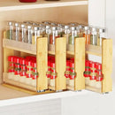 SpaceAid Bamboo Pull Out Spice Rack Organizer for Cabinet, Heavy Duty Slide Out Seasoning Kitchen Pantry Sliding Vertical Organization, 10.1" Wide, 4 Drawers(2" Wide), 2-Tier, Natural by CozyNest Decor