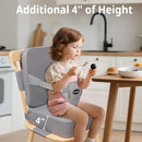 Toddler Booster Seat for Kitchen Chair, 2-in-1 Dining Table Booster Seat with Backrest & Adjustable Straps – Easy-Clean, PU Portable Toddler Eating Travel Increasing Cushion-Light Grey by TinyTreasures Baby Boutique