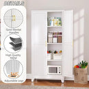 Metal Pantry Cabinet with 2 Doors and Adjustable Shelves - 61" Kitchen Storage Cabinet with Gold Handles - Versatile Storage for Kitchen, Bathroom, Dining Room, Utility Room - White by CozyNest Decor