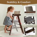 Solid Wood High Chair for Toddlers to Teens, Adjustable Height Toddler Dining Chair, Easy to Clean Toddler Highchair with Removable PU Cushion for Dining, Studying, Step Tool, Walnut by TinyTreasures Baby Boutique