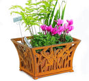 Sungmor Heavy Duty Cast Iron Planter Basket w/Non-Woven Growing Bag, Unique Shape & Beautiful Pattern Design, Hollow Orchid Flower Pot Garden Tools Holder, Full Rusted French Country Decor Container by CozyNest Decor