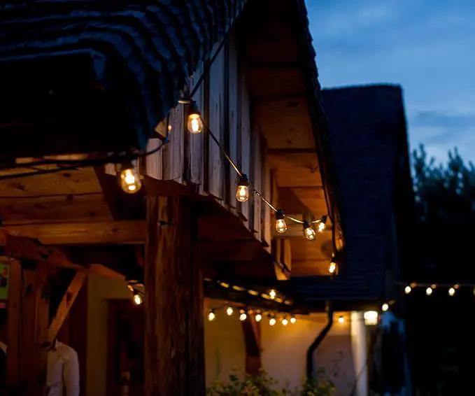 Hometown Evolution, Inc. 100' E26 Commercial LED Outdoor String Lights (100 Foot 50 Socket, S14 LED Filament 1 Watt Light Bulbs), photo 7 of 8