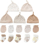 Newborn Baby Boy Girl Caps Mittens Socks Set Cotton Baby Essentials Accessories (Hats+Gloves+Socks) by TinyTreasures Baby Boutique