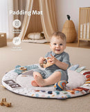Blissful Diary Baby Play Gym & Activity Mat, 5 Developmental Zones Wooden Tummy Time Mat with 5 Detachable Sensory Toys for Motor Skills & Sensory Development, Baby Essentials Shower Gift by TinyTreasures Baby Boutique
