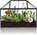 HighFree Geometric Terrarium Planter with Swing Lid, House Shape Black Handmade Glass Box, Vintage Tabletop Miniature Terrarium, for Succulent, Cacti, Air Plants (Not Watertight - 9.2x5.5x7.3 inch) by GreenHaven Gardens