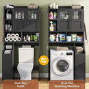 Itaar Over The Toilet Storage Cabinet, Over Toilet Bathroom Organizer with Glass Doors & Toilet Paper Holder Stand, Home Space-Saving Toilet Rack, for Bathroom, Restroom, Laundry(Black) by CozyNest Decor