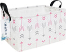 Rectangular Folding Laundry Basket,waterproof Canvas Basket,gift basket,Suitable for children's room,Office,Clothes,Toys Storage (Pink Arrow) by TinyTreasures Baby Boutique