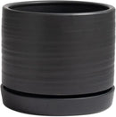 8 Inch Pots for Plants, Ceramic Planter Pot with Drainage Hole & Saucer, Indoor/Outdoor Cylinder Round Planter Pot, Matte Black by GreenHaven Gardens