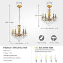 French K9 Crystal Maria Theresa Chandeliers, Luxury Vintage Pendant Light Fixture for Dining Room, Living Room, D18.3*H21~68 inch (Adjustable), Clear Crystal & Antique Bronze Finish Frame by CozyNest Decor
