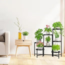 iDavosic.ly 7 Tier Large Plant Stand Indoor with 10 Inch Wide Tray, Tiered Corner Metal Outdoor Flower Display Holder Shelf, Folding Tall Rack for Patio Porch Living Room, Modern Black