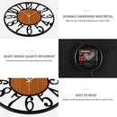Maxstar Round Wall Clock for Living Room Decor Battery Operated Non Ticking Black Metal Wood Clocks for Home Living Room Garden Office Kitchen Decoration -20 inch by CozyNest Decor