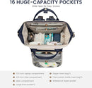 LOVEVOOK Diaper Bag Backpack, Baby Bag with Changing Station, Large Diaper Backpack for Mom Dads, Waterproof Leather Mommy Bag for Boy and Girl, Travel Essential Baby Shower, Navy Blue-Beige by TinyTreasures Baby Boutique