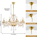 Modern Elegant 10 Lights K9 Crystal Glass Chandelier Golden Pendant Ceiling Lighting European Style for Dining Living Room Bedroom Transparent, 10 E12 Bulbs Required by CozyNest Decor